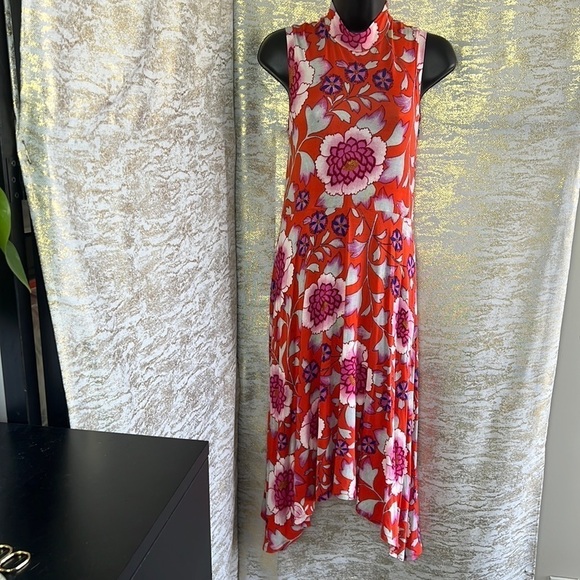Anthropologie Maeve Cleary Bright Pink Floral Sleeveless Dress Size X-SMALL - Picture 6 of 17